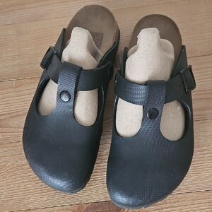 Rare Style! Papillio Black Mary Jane Boston Sandals Birkenstock VGUC 38 7 Narrow